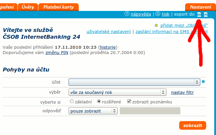 Exporting link
